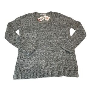 Company Ellen Tracy Womens V Neck‎ Marled Knit Sweater M Pewter Marl NWT